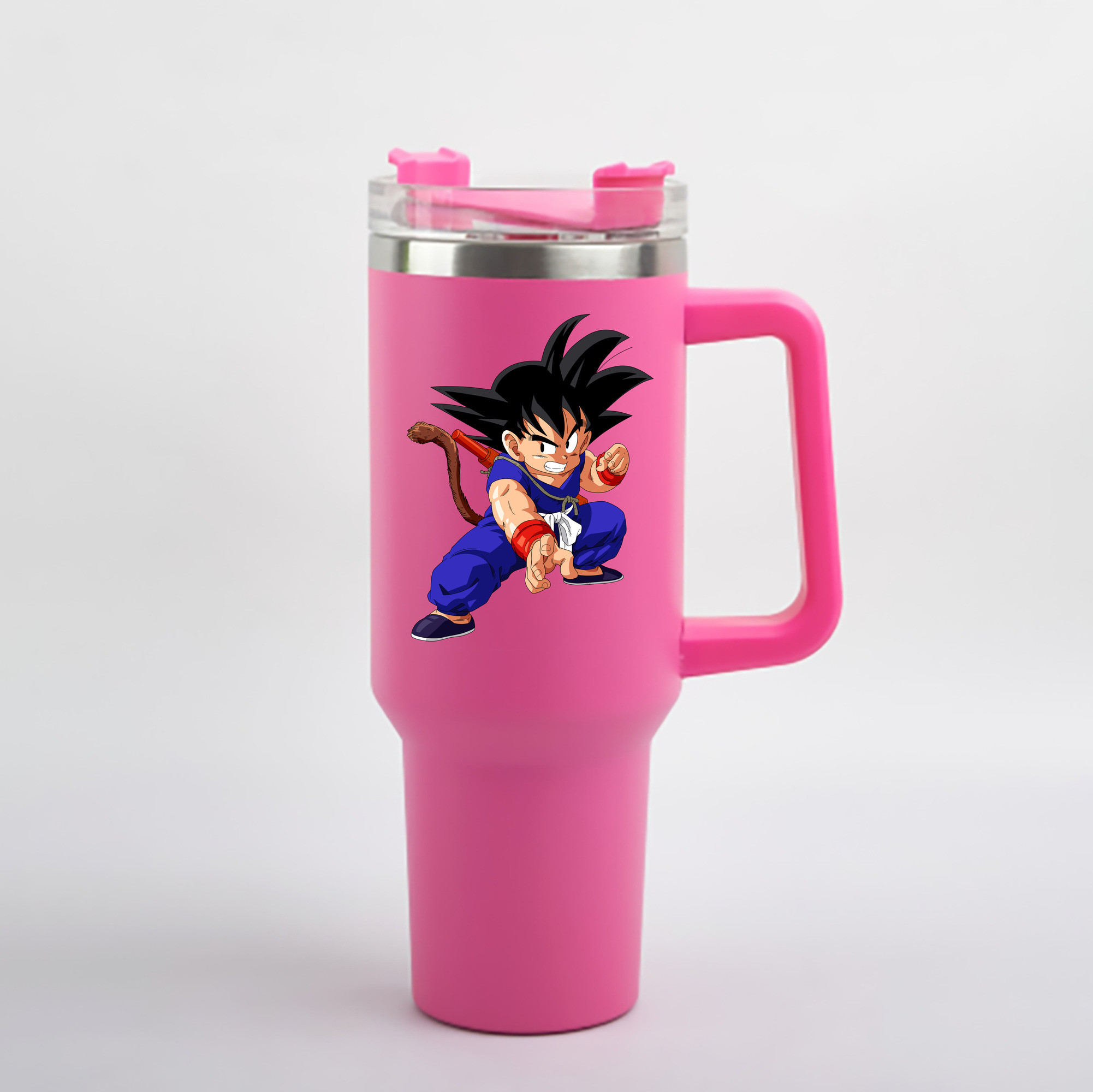 （画像用） ドラゴンボール 孫悟空（そん ごくう）Son Goku カカロット DRAGON BALL Kakarotto 1200mL車用タンブラー - クリスタルステッカー（プラスチックストロー付き）